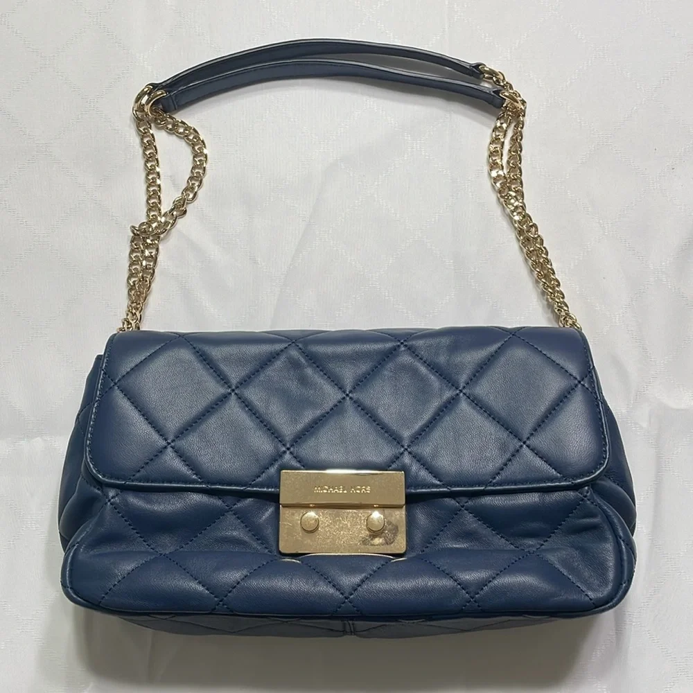 Michael Kors Navy Quilted Shoulder Bag